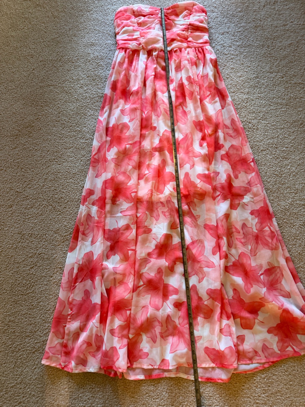 Strapless Pink Floral Maxi Skirt